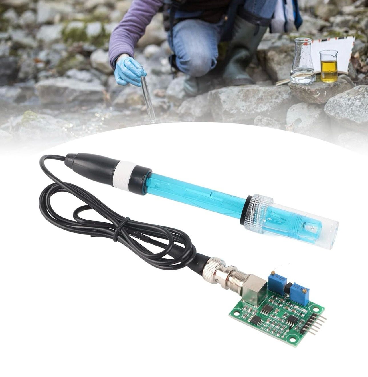 Hilitand PH Module Probe Kit, PH0-14 Value Detect Sensor Module + PH Electrode Probe BNC