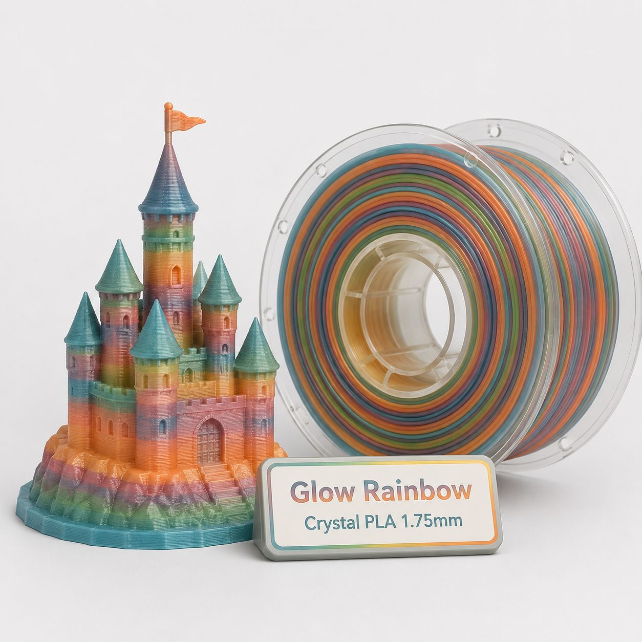 PLA Glow Rainbow Crystal Filament