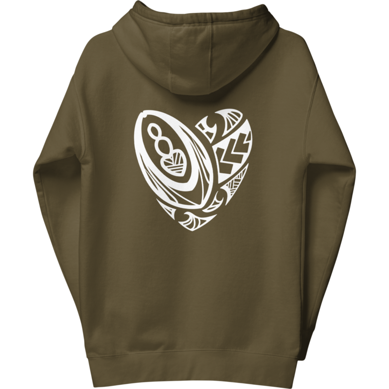 Maori Rugby Heart Hoodie Green
