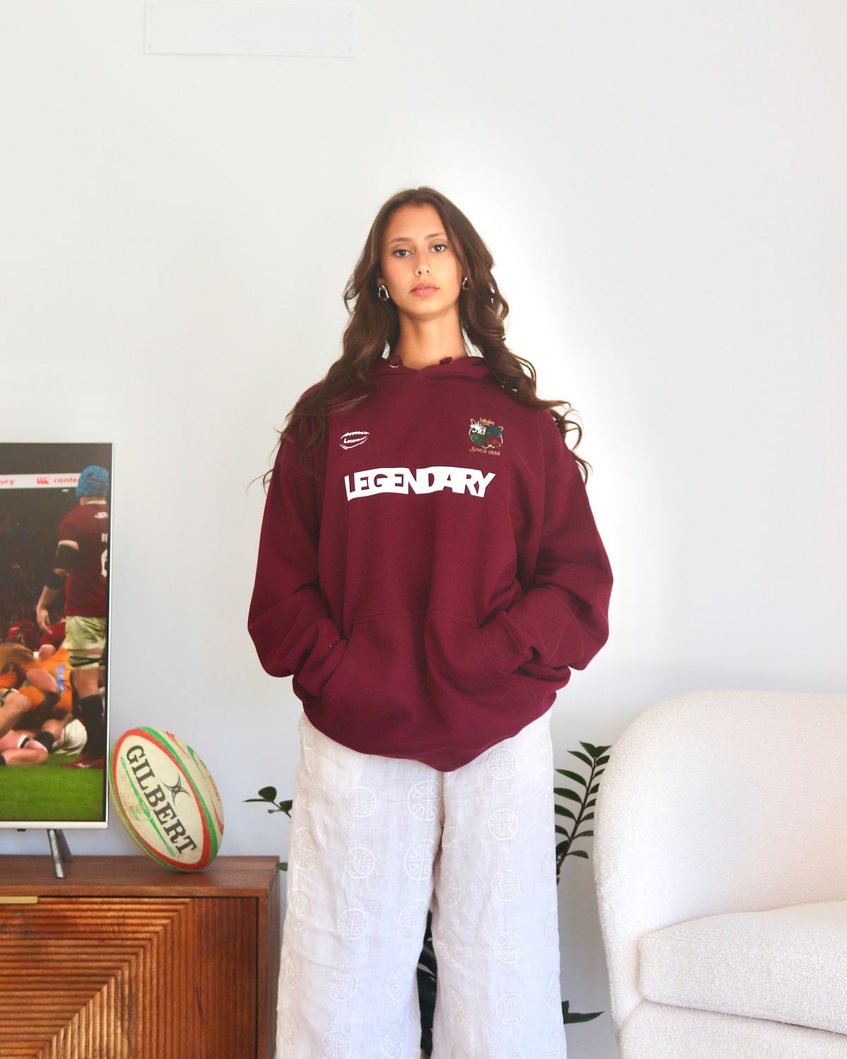 Lions (6) Hoodie Burgundy