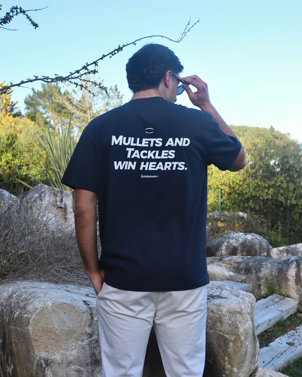 Mullets &amp; Tackles Tee Navy