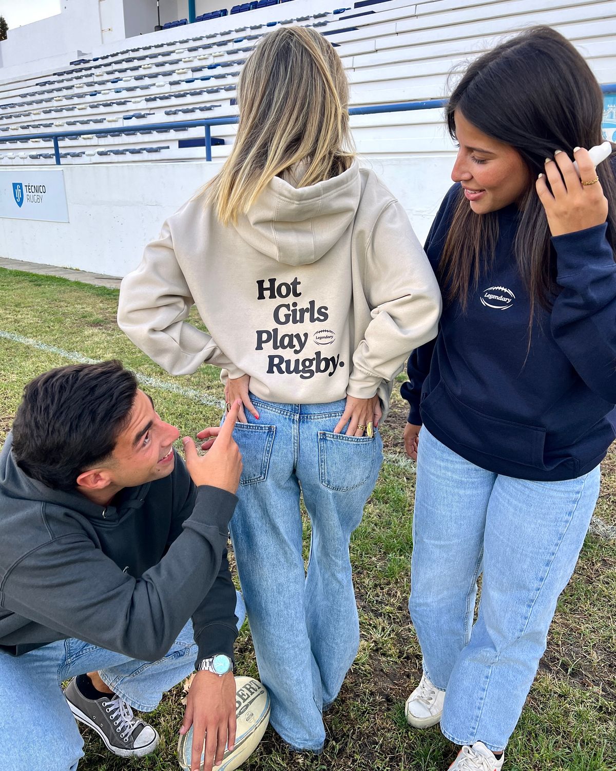 Hot Girls Play Rugby Hoodie Marshmallow
