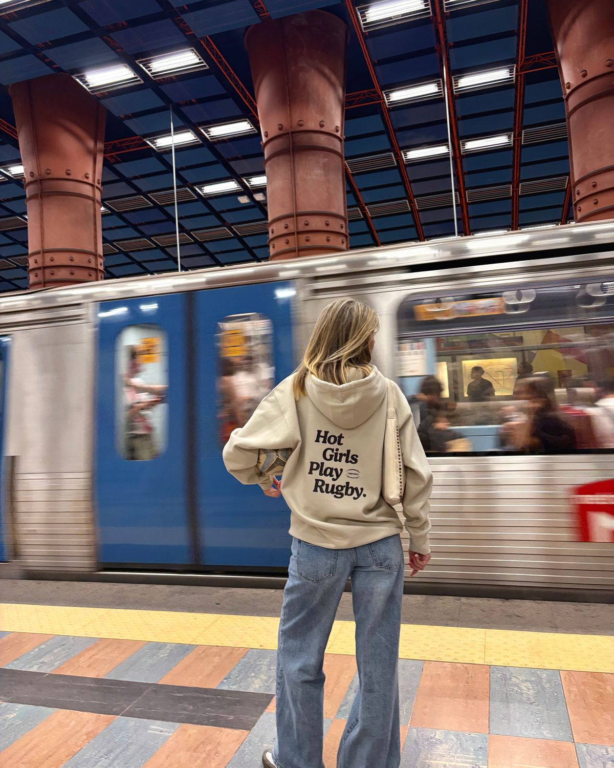 Hot Girls Play Rugby Hoodie Marshmallow