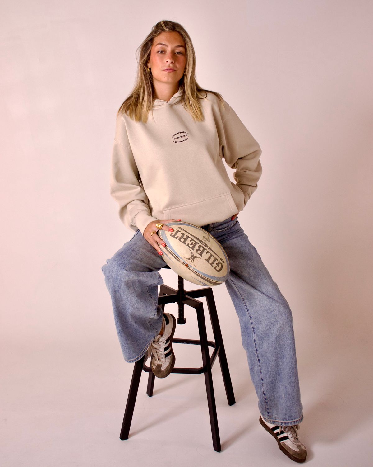 Hot Girls Play Rugby Hoodie Marshmallow