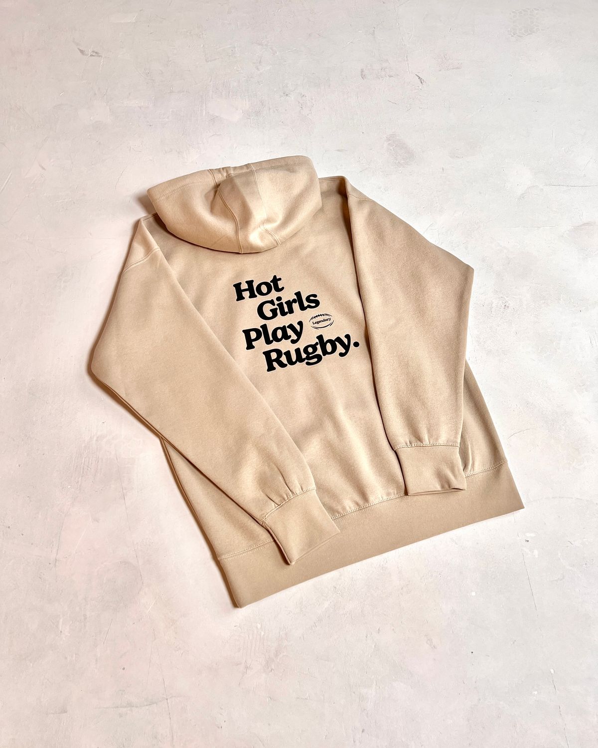 Hot Girls Play Rugby Hoodie Marshmallow