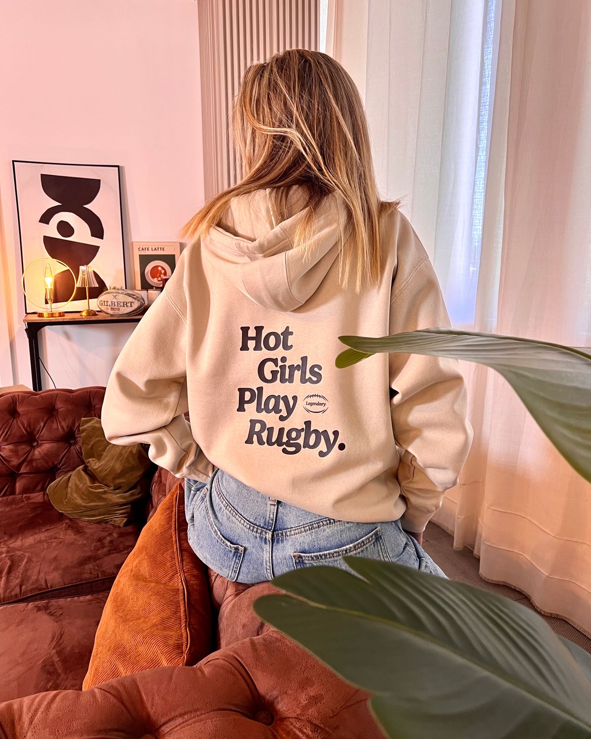 Hot Girls Play Rugby Hoodie Marshmallow
