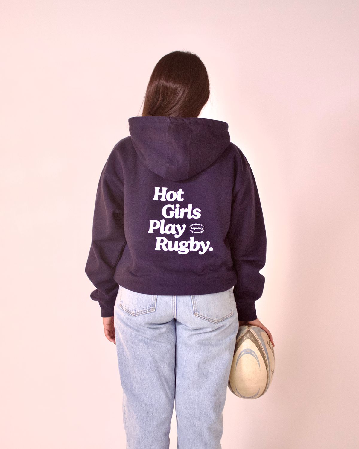 Hot Girls Play Rugby Hoodie Navy