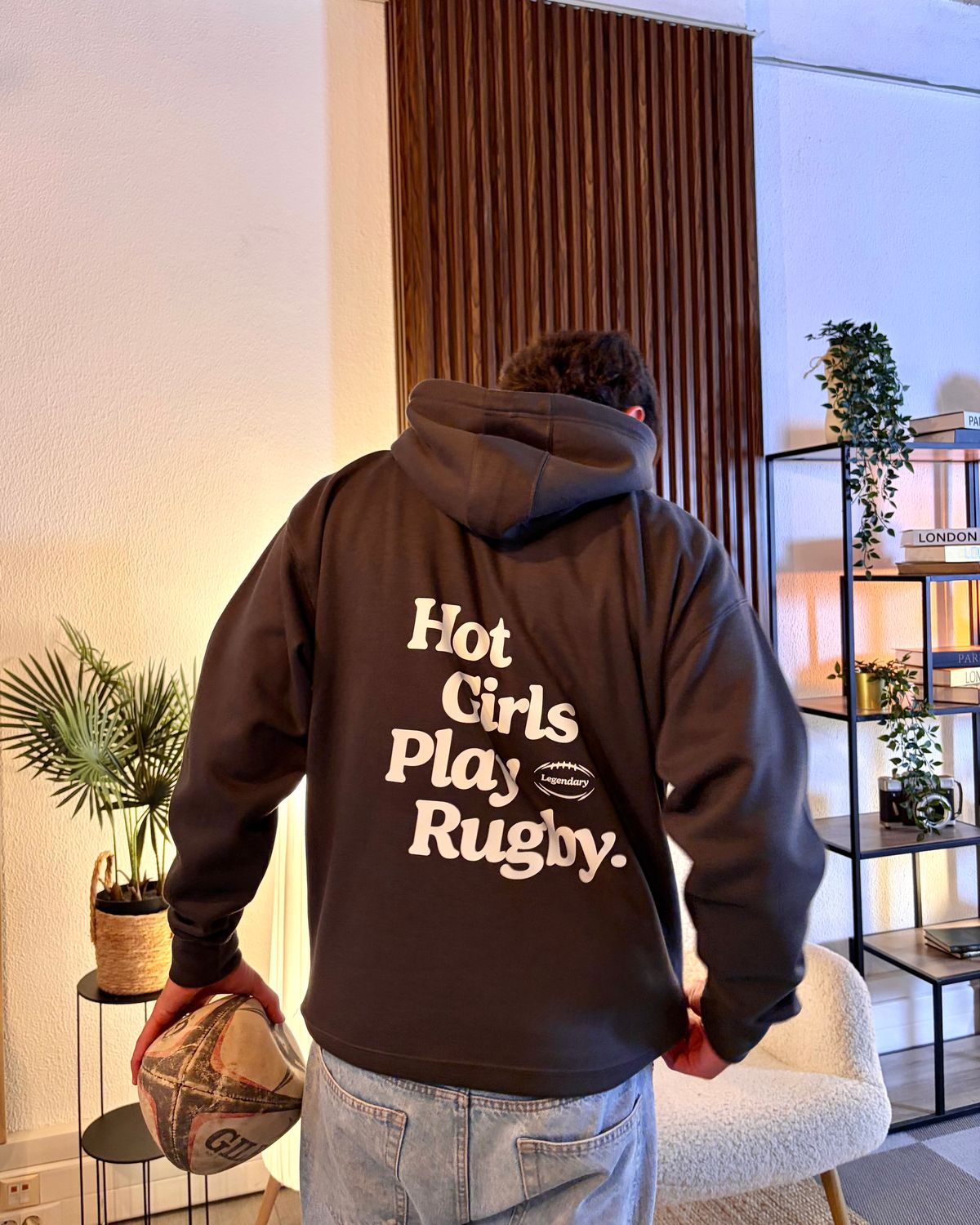 Hot Girls Play Rugby Hoodie Ash