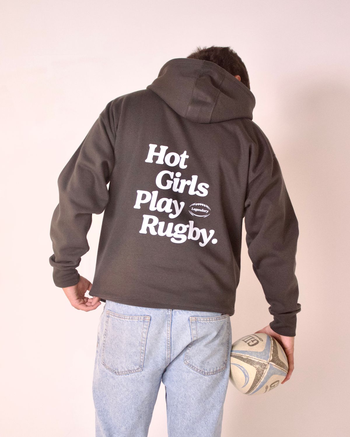 Hot Girls Play Rugby Hoodie Ash