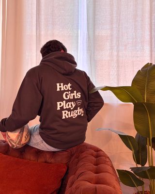 Hot Girls Play Rugby Hoodie Ash