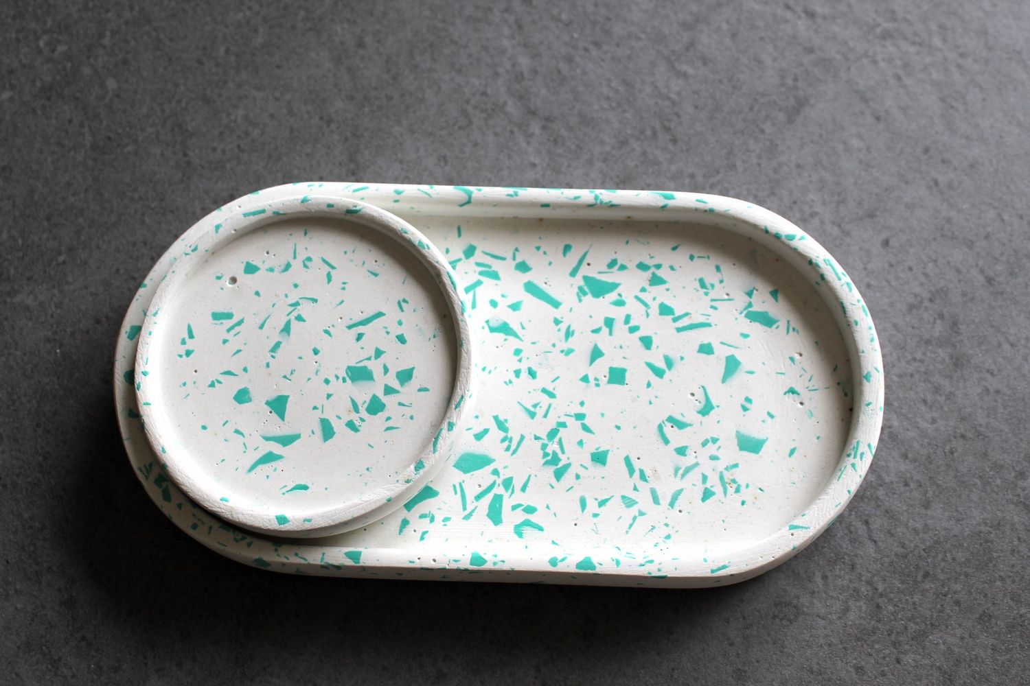 set svuotatasche terrazzo verde acqua