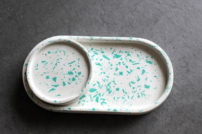 set svuotatasche terrazzo verde acqua