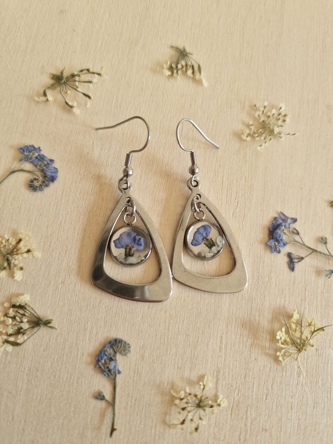 Orecchini nontiscordardime triangolo e cerchio