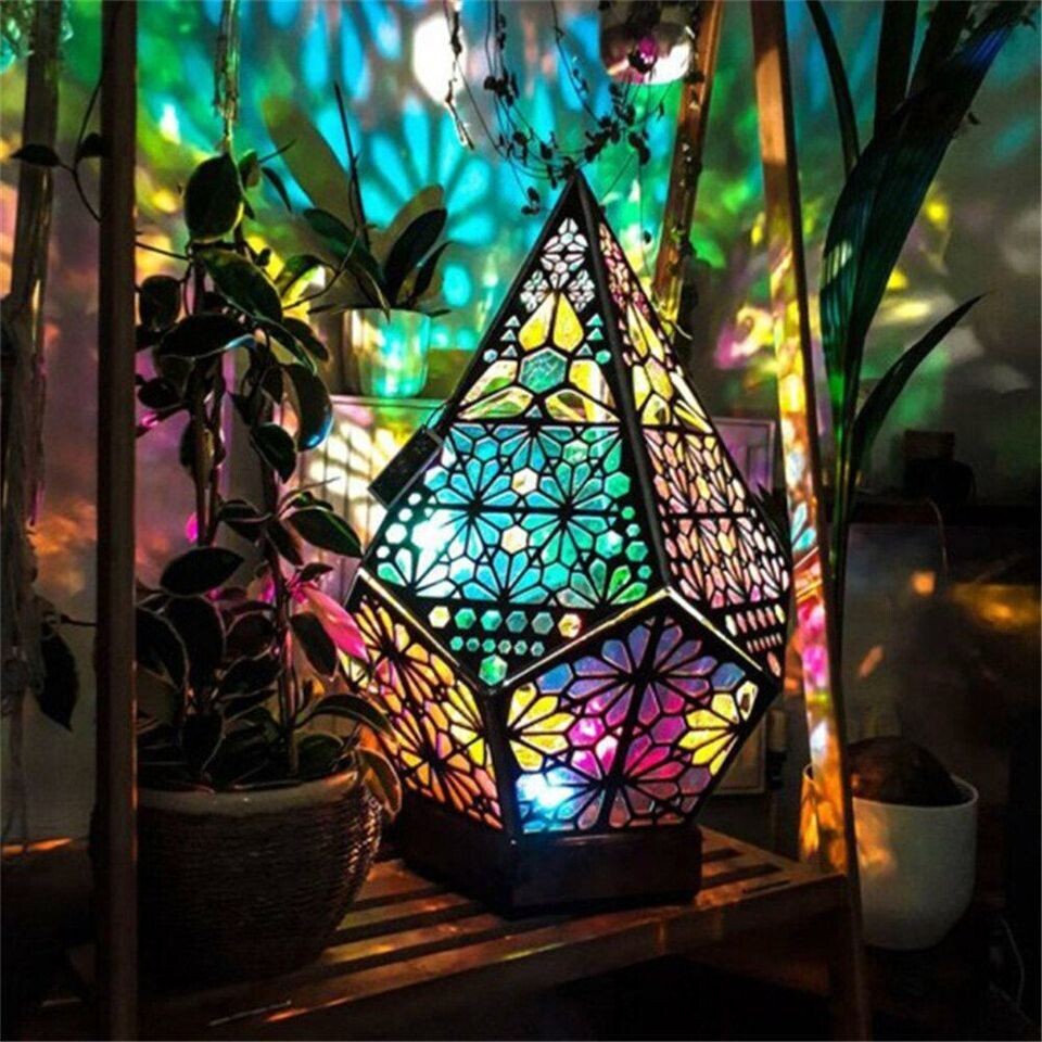 Floor Lamp Bohemian Starry Sky Lights Wooden Table Lamps For Home Garden Decoration Bohemian Style