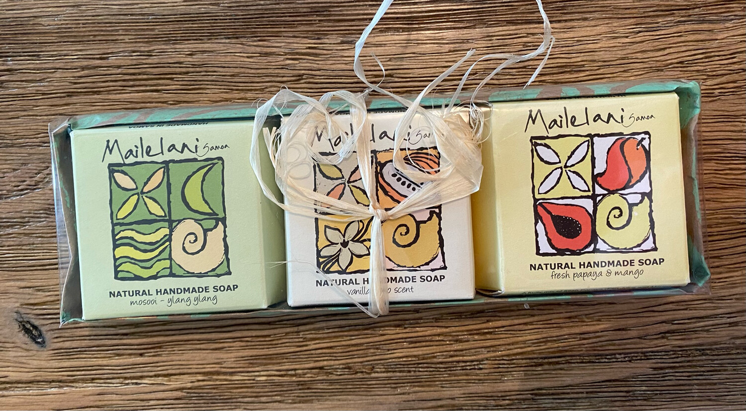 Soaps Gift Set: Moso'oi (Ylang ylang), Vanilla & Koko Samoa, Papaya & Mango