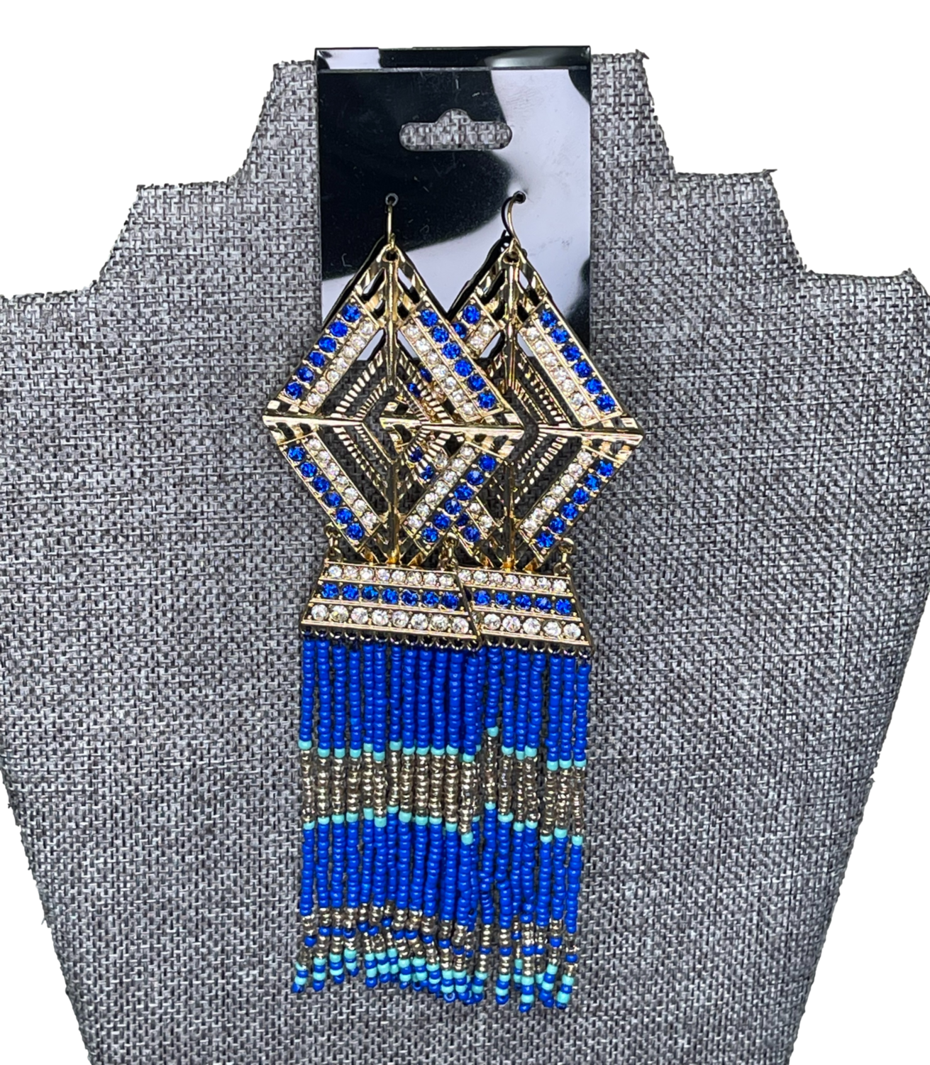 bebe Triangle Blue Geometric Earrings