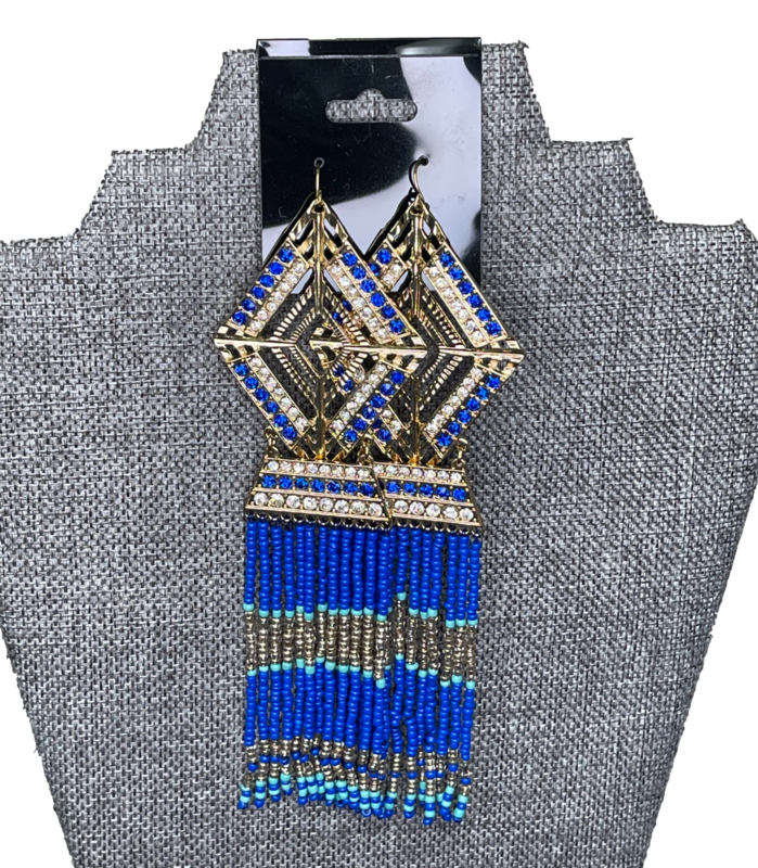bebe Triangle Blue Geometric Earrings bebe Triangle Blue Geometric Earrings
