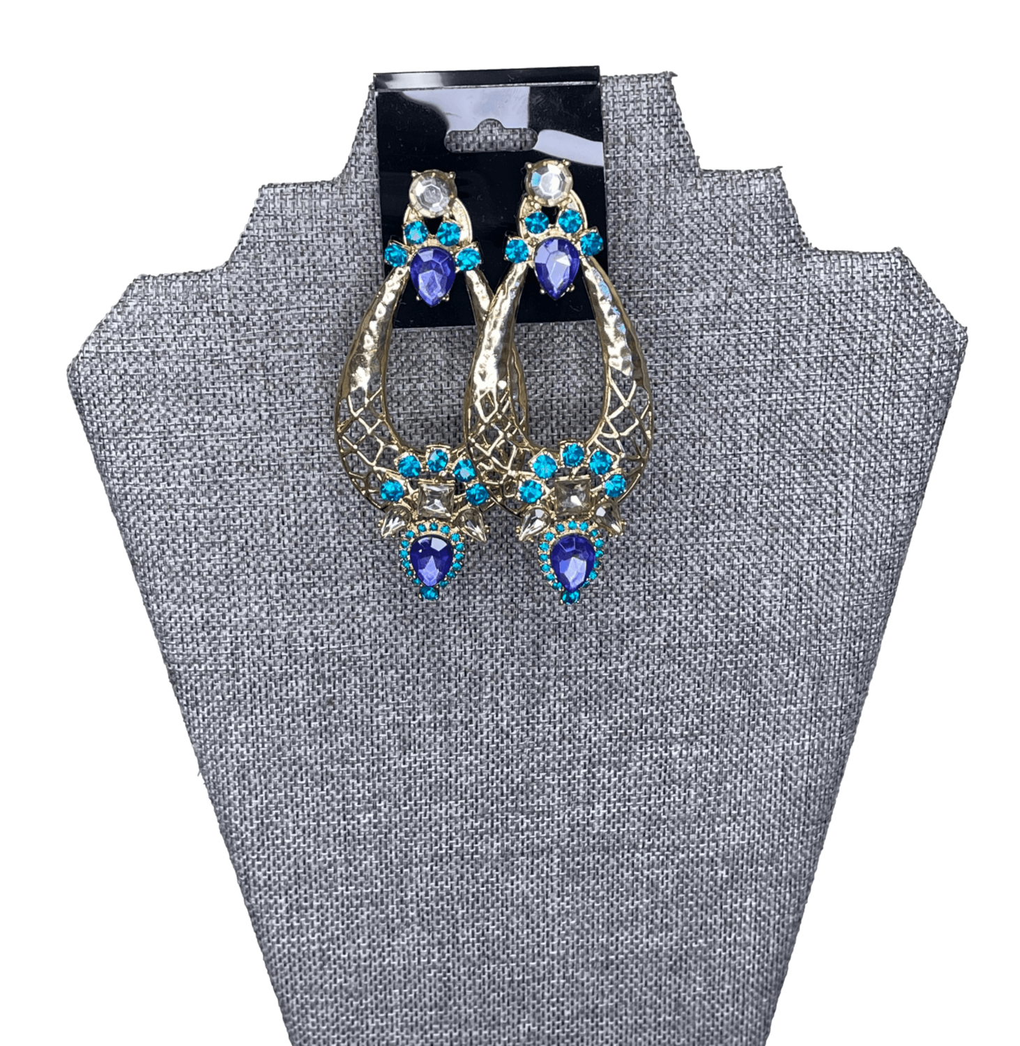 Blue Gold Gem Earrings