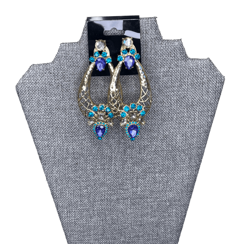 Blue Gold Gem Earrings