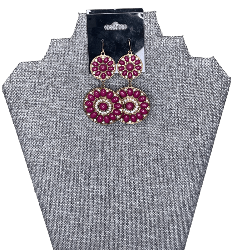 bebe Burgundy Gem Earrings