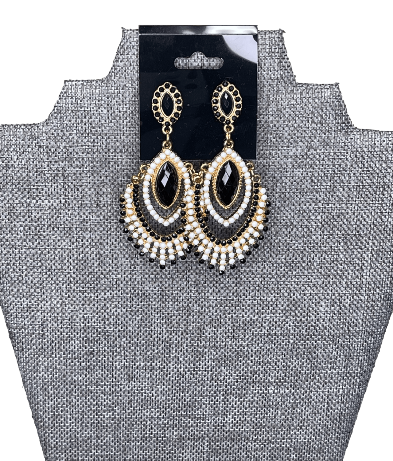 bebe Black Gold White Gem Earrings