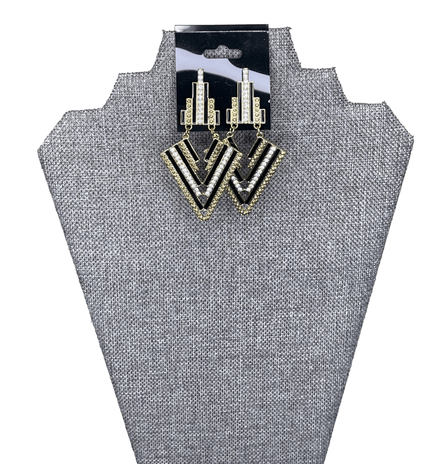 bebe Gold Black Triangular Earrings
