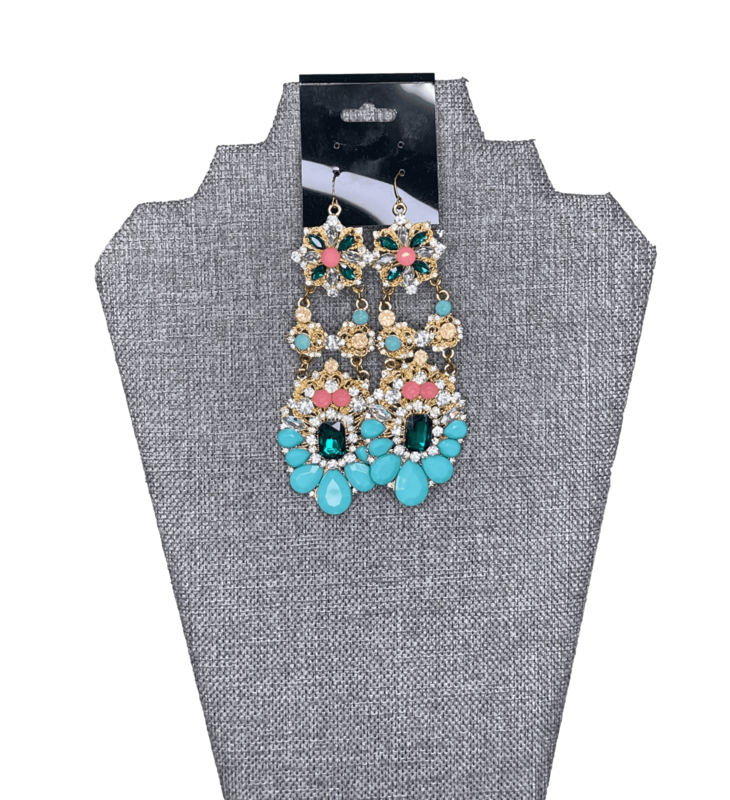 bebe Aqua Gold Pink Earrings