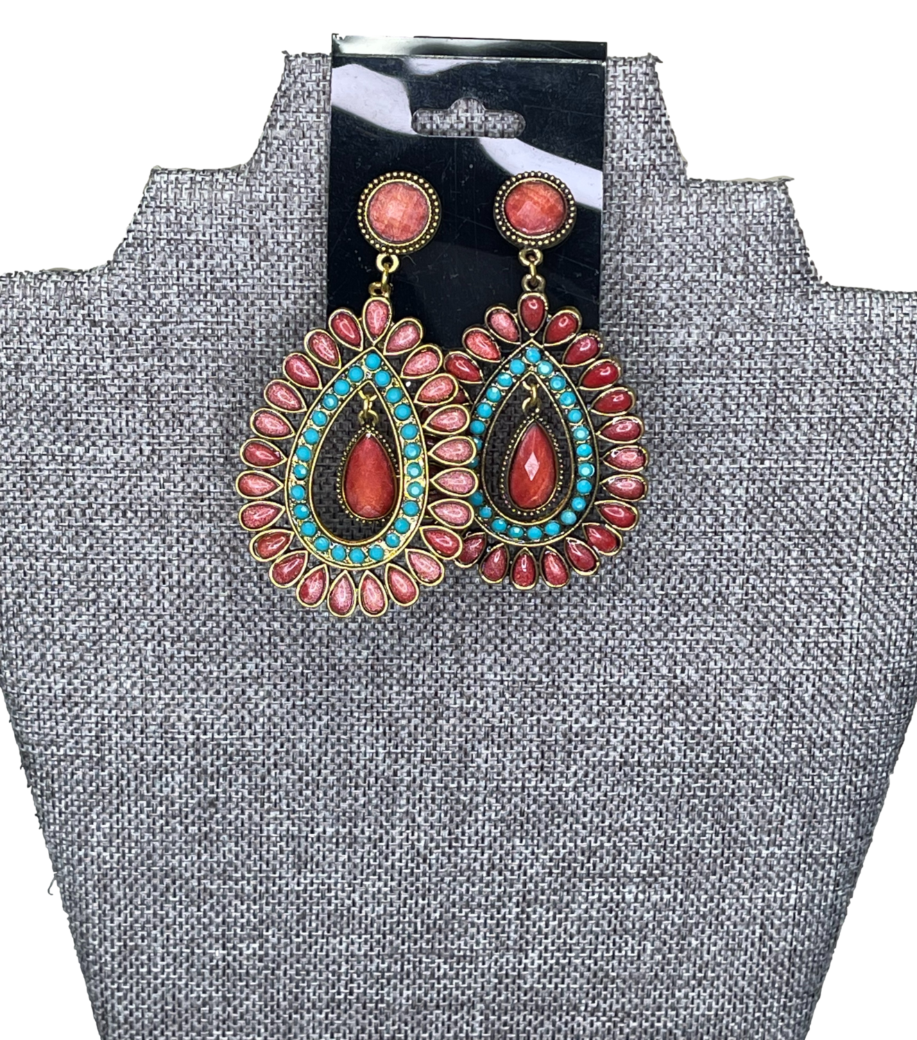 bebe Ruby Red Teal Earrings
