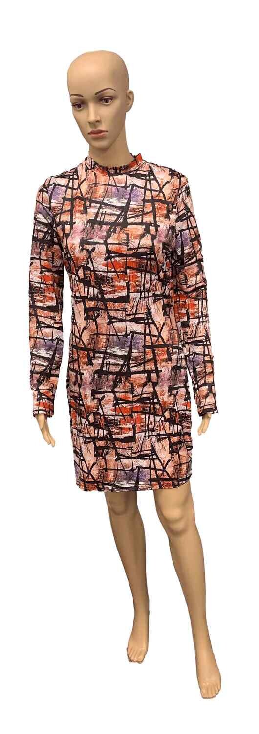 Black Orange Long Sleeve Dress