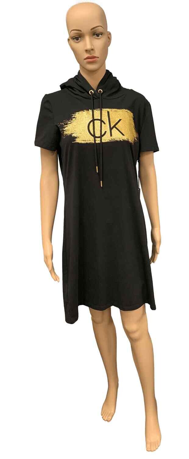 Calvin Klein Black Cotton Short Dress