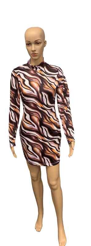 Multicolor Swirl Orange Burgundy Dress Multicolor Swirl Orange Burgundy Dress