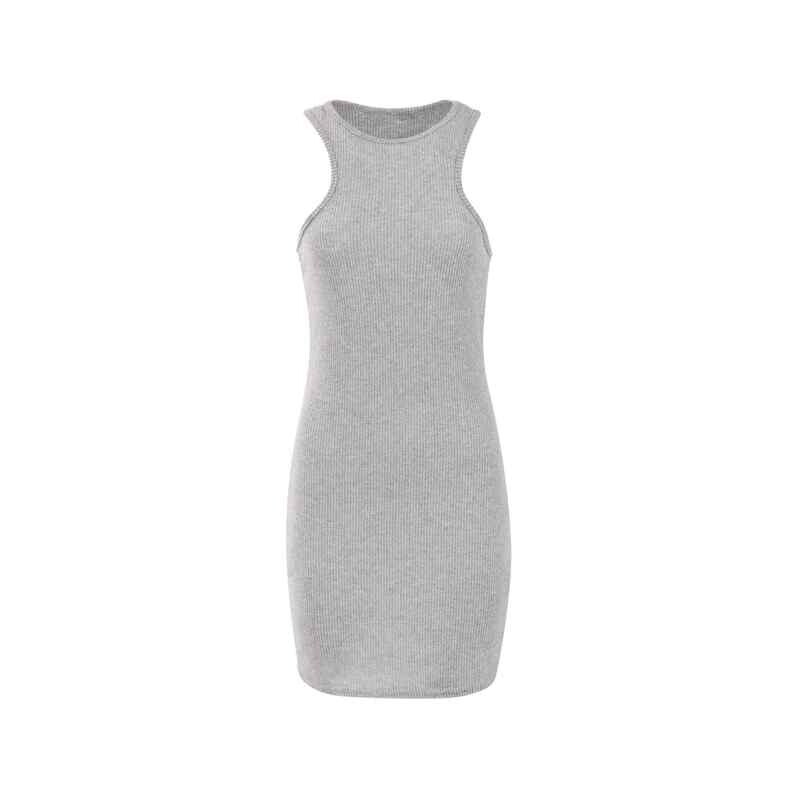 Grey Ribbed Sleeveless Dress