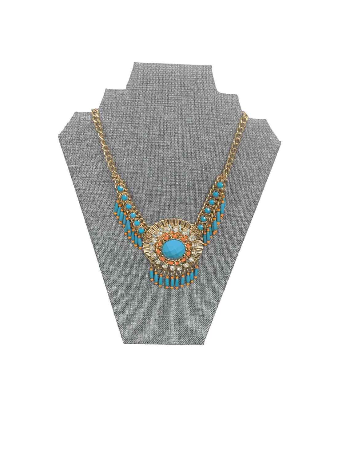 bebe Gold Teal Circular Necklace