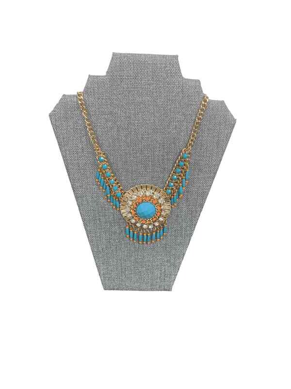 bebe Gold Teal Circular Necklace