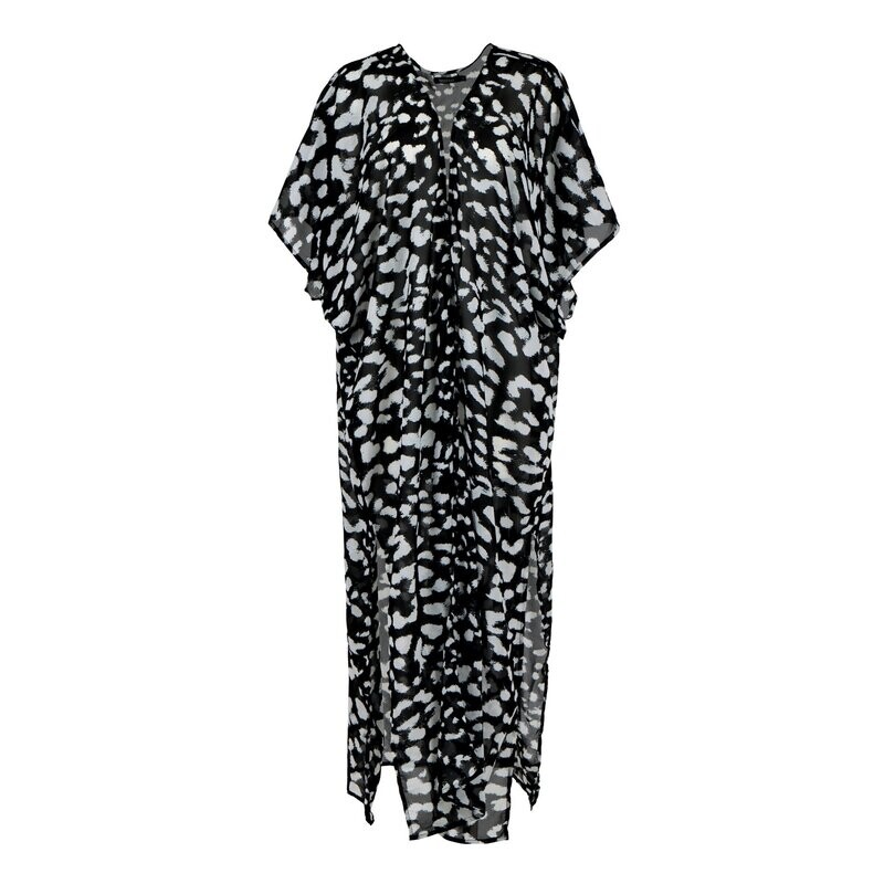 Black & White Sheer Long Kimono