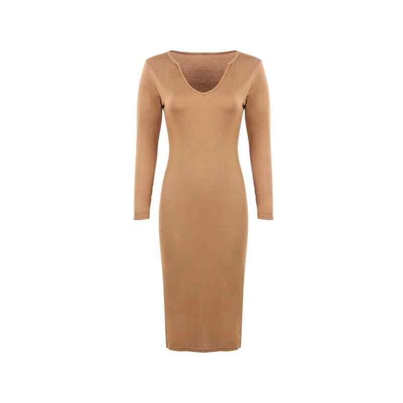 Brown Long Sleeve Dress