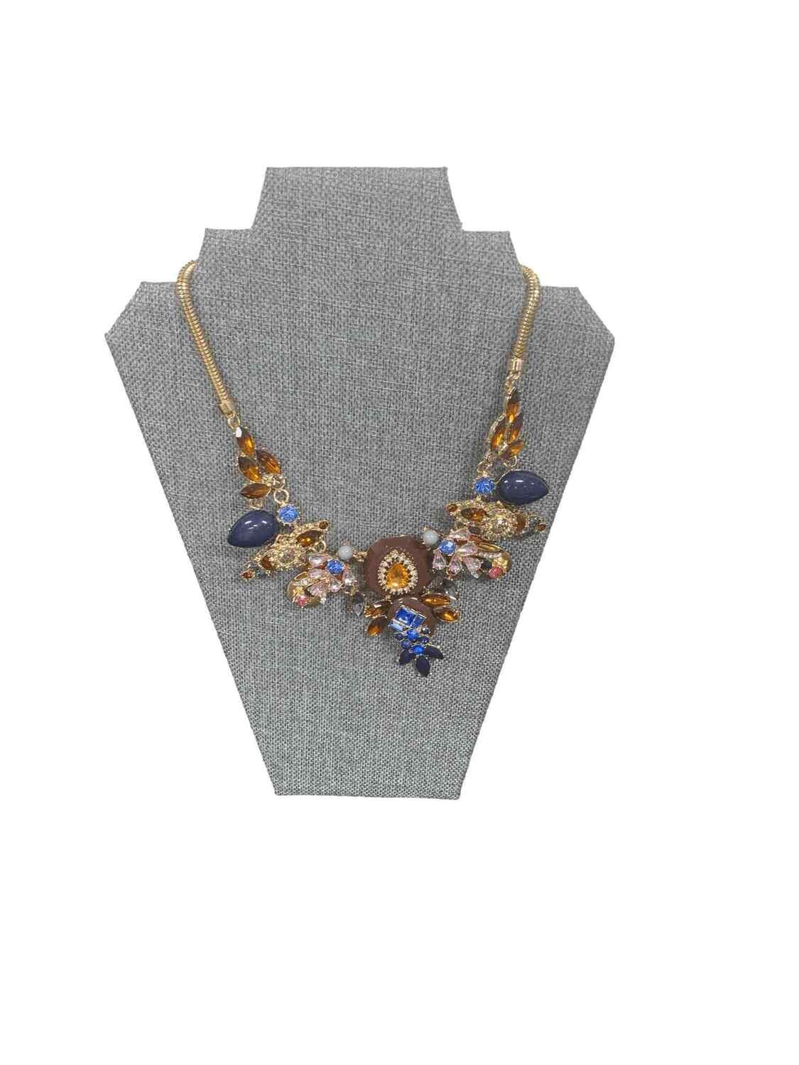 bebe Blue Pink Gold Gem Necklace