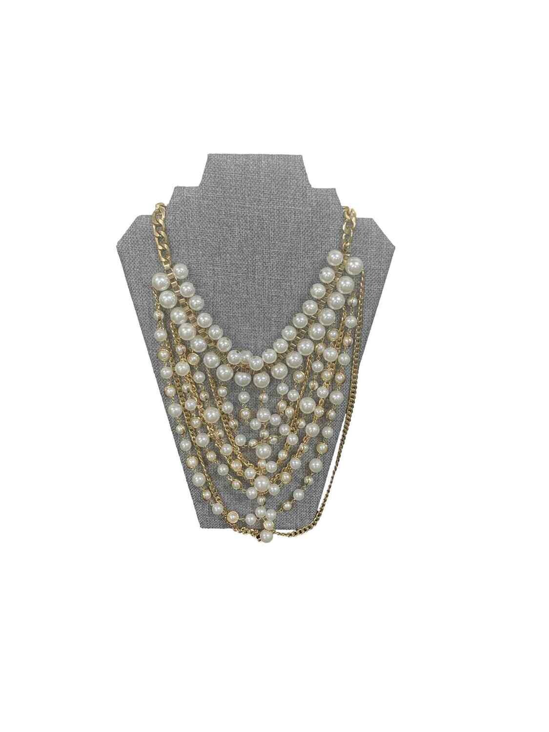 bebe White Gold Pearl Chain Necklace