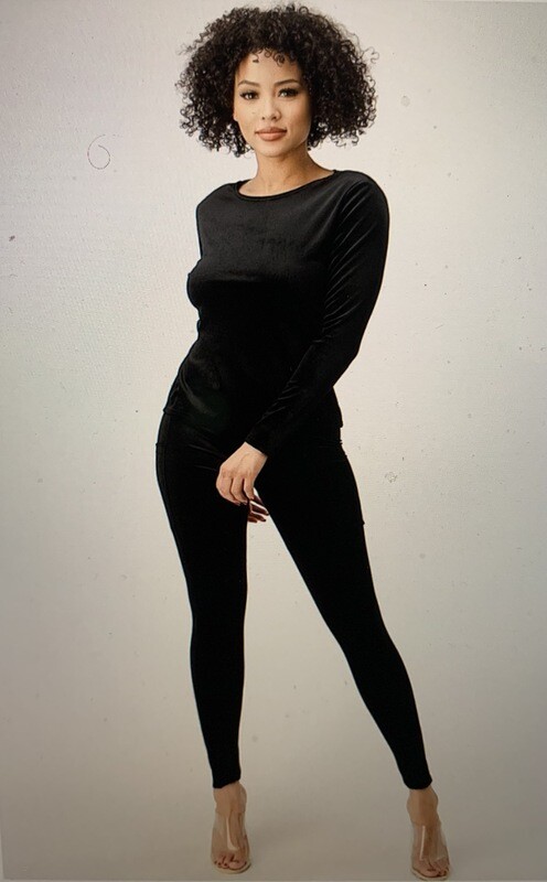 Black velvet two-piece