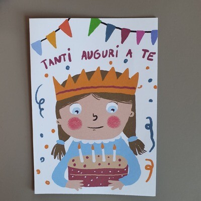 Biglietto bambina compleanno torta