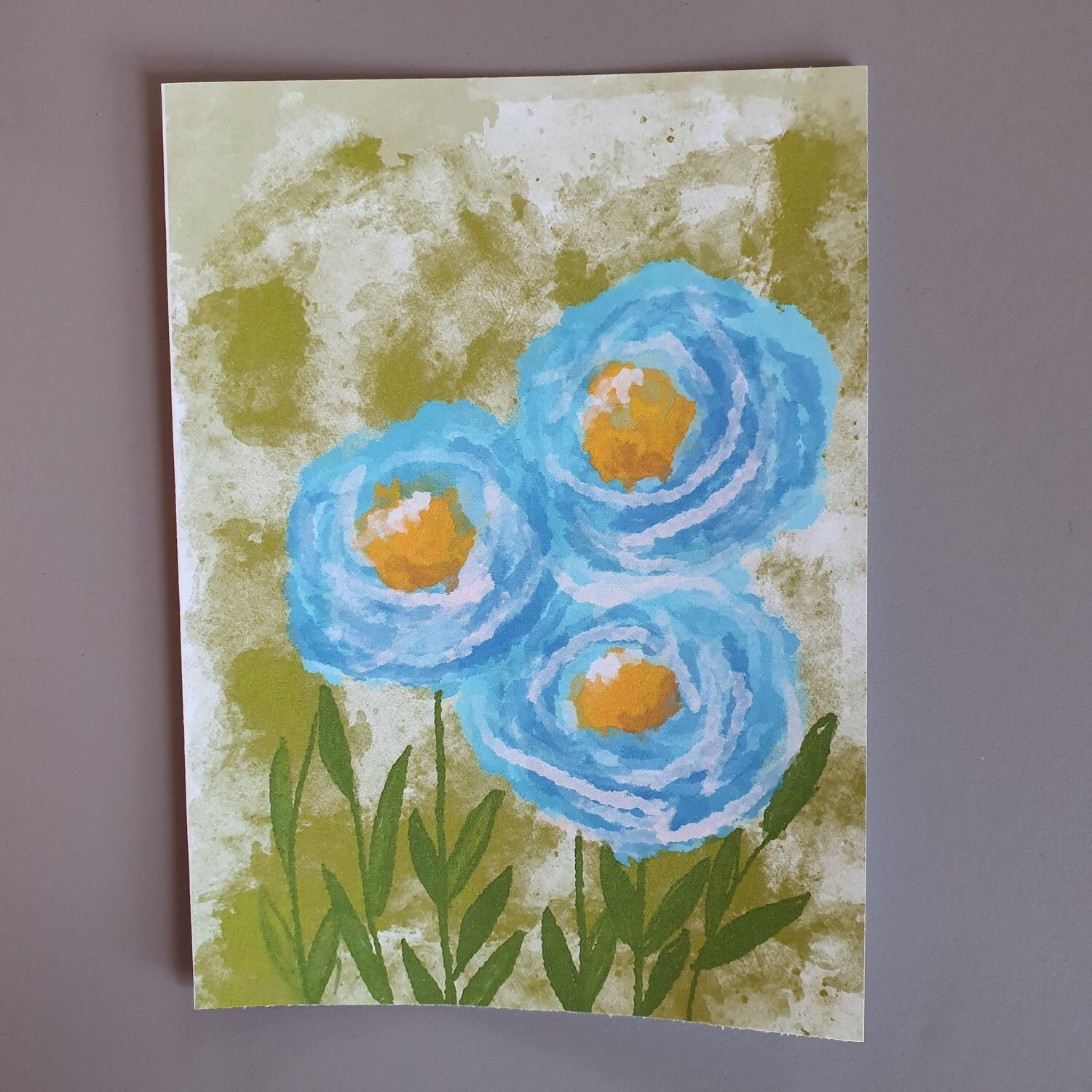 Biglietto fiori azzurri