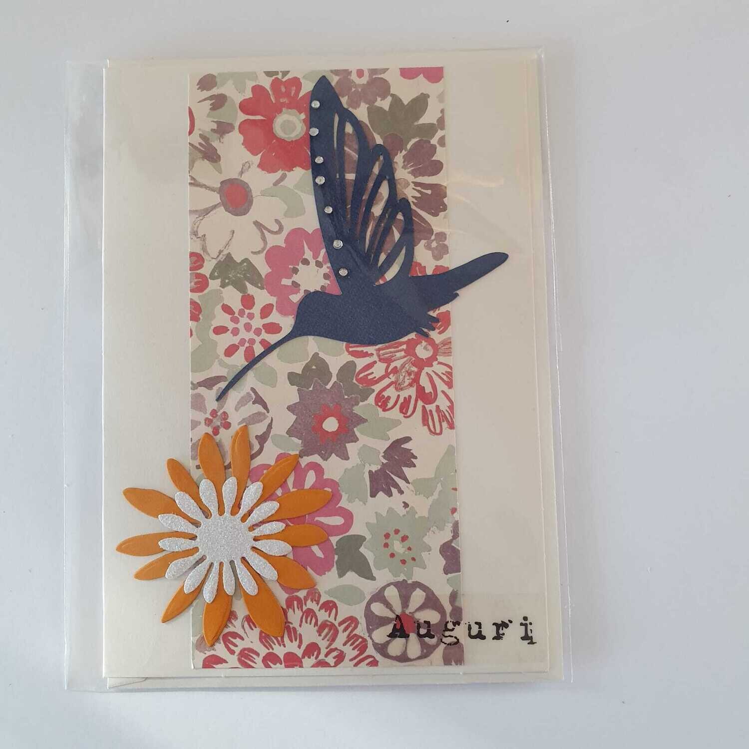 Biglietto colibrì auguri 595