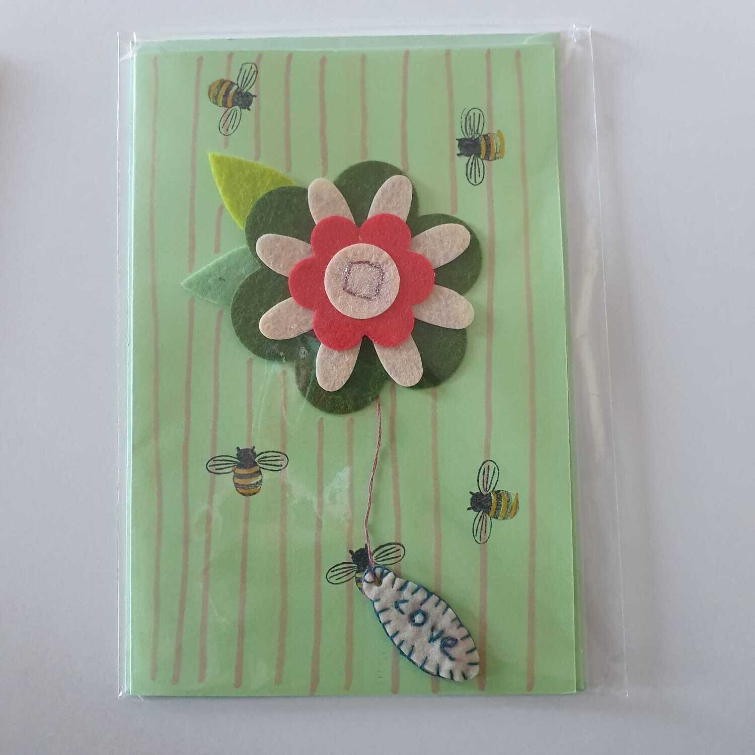 Biglietto fiori e apine love 608