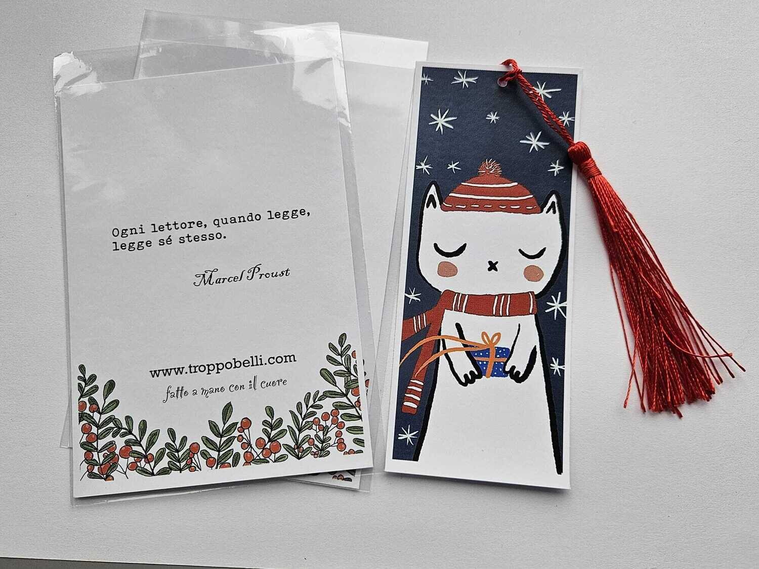 Segnalibro 692 Gatto con neve regalo