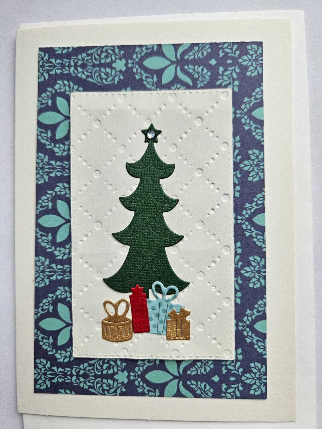 Biglietto 702 albero di natale con pacchetti