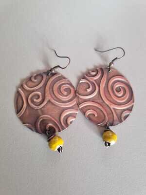 ORECCHINI BOHO 758 perlina in ceramica gialla