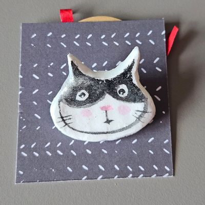 Spilla gatto cartapesta  894