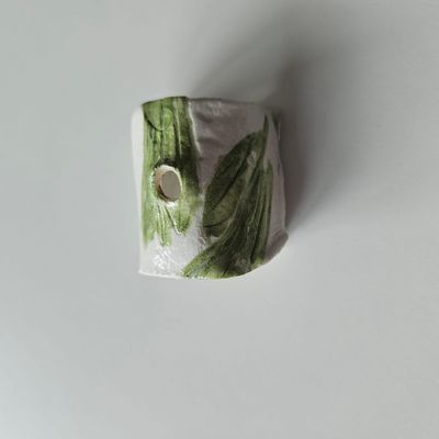 portacandele/incenso dipinto a mano 918 foglie lavanda