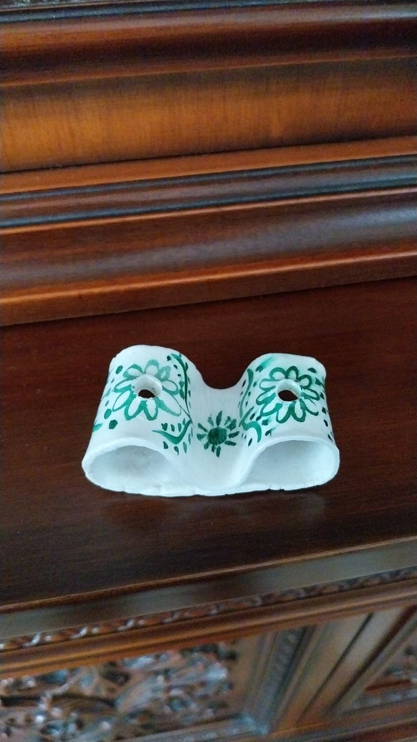 portacandele dipinto a mano - verde due posti