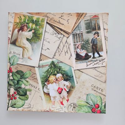Carta con Stampe Natale Vintage per scrapbooking